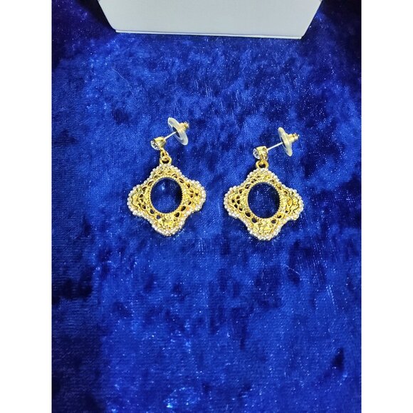 Vintage Signed PWC Goldtone and Clear Crystal Filigree Oval Picture Frame Dangle - Picture 14 of 16